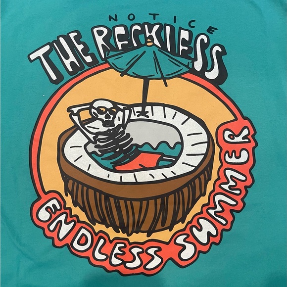 Notice Reckless Endless Summer men Long Sleeve Tee - green large crewneck - Picture 8 of 8